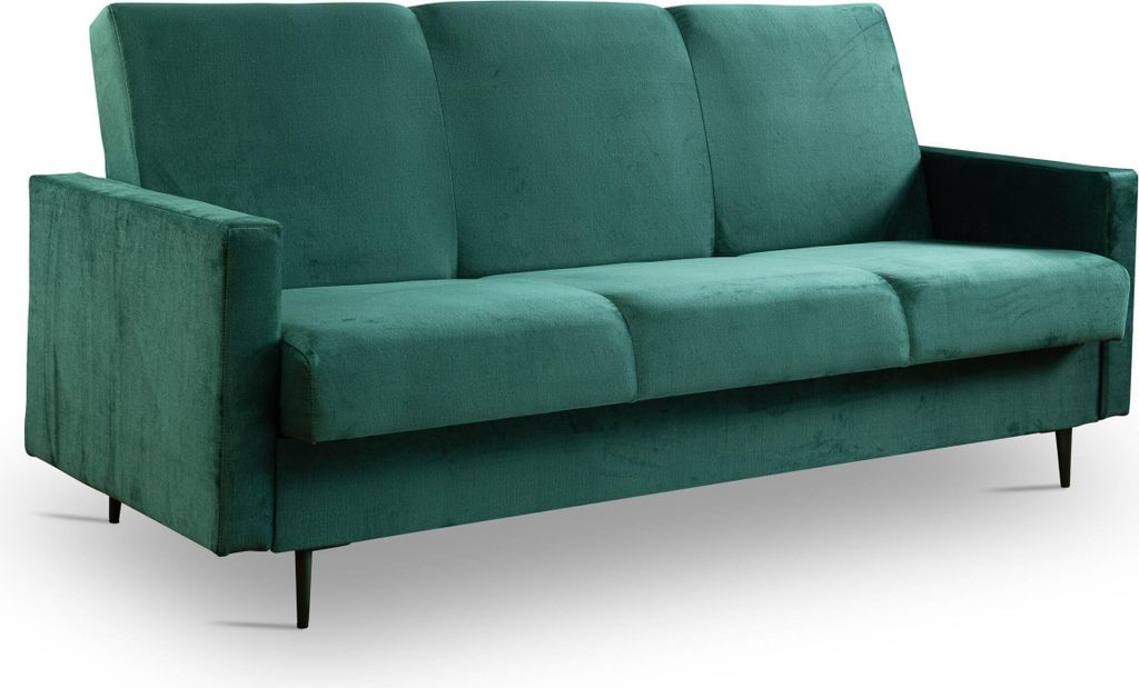 Schlafsofa - mit Stauraum - Flaschengrün - Bonellfedern - 212x96x89 cm - Robustes Material - Klappsofa - FLORA