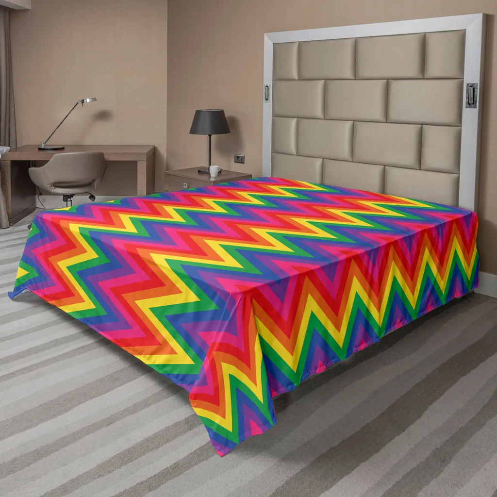 Drap plat supérieur doux à motifs géométriques colorés 244x205 cm