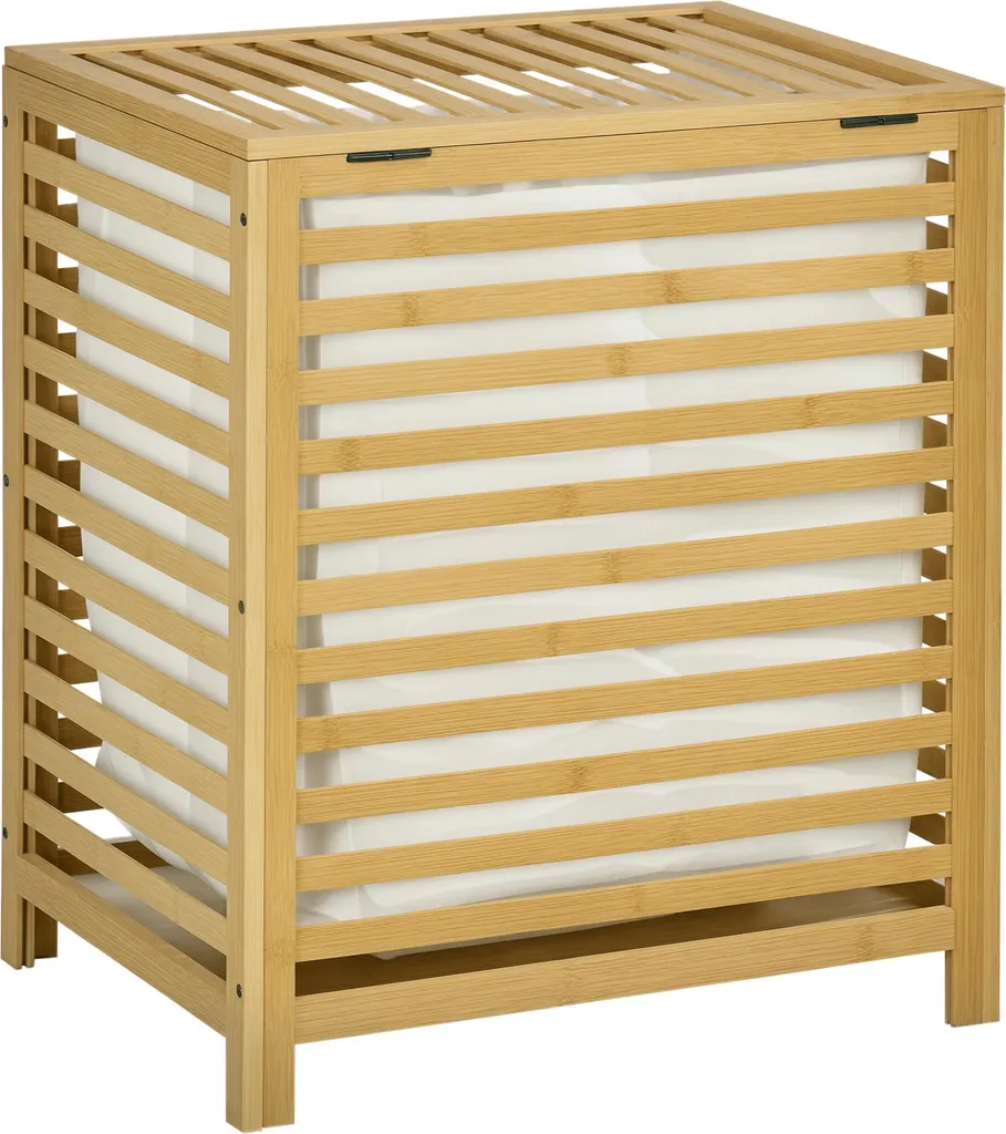 Corbeille à linge anti-odeur en bambou naturel pour dressing