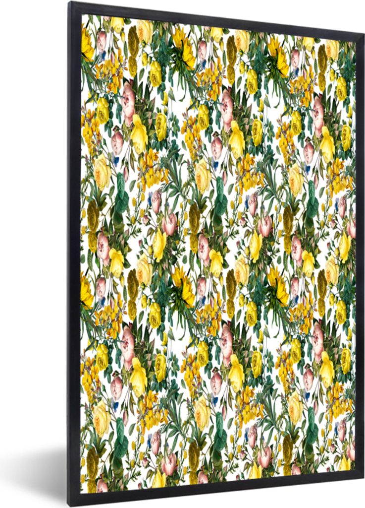 MuchoWow MuchoWow Gerahmtes Poster Rosen - Sonnenblume - Gelb - Blumen 20x30 cm - Poster mit zchwarzem Bilderrahmen - Drucken - Bilder Poster i...