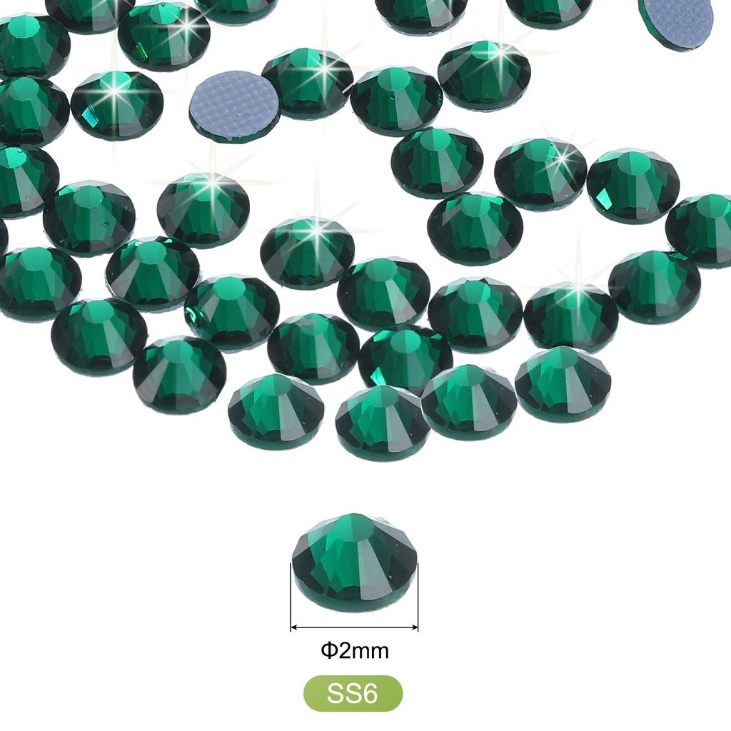 2880 Stk Hotfix Strasssteine Flachrš¹cken Kristallglas Edelsteine Kunst Strasssteine fš¹r Basteln Kleidung DIY Dekoration (SS6 2mm, Dunkelgrš¹n)