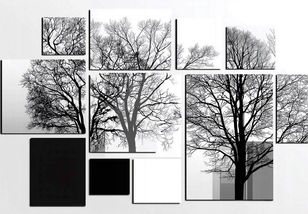 Fototapete Abstrakt Geometrisch Bäume - 250x175 cm - Vliestapete Wohnzimmer Schlafzimmer - Vlies Fototapete Grau - 15948VX5