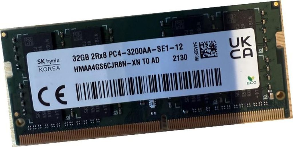 SK Hynix 32GB SODIMM DDR4 3200 PC4 1Rx16 HMAA4GS6CJR8N-XN Produktbild 