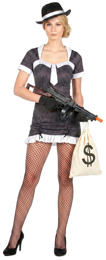 y Gangster Damenkostüm schwarz-weiss - M
