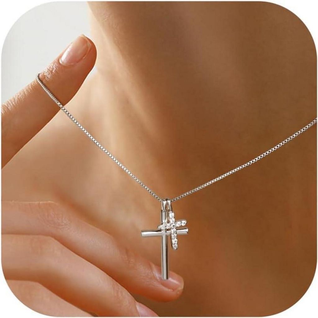 Dochais Kreuz Kette für Damen 14K Gold Silber Modeschmuck Produktbild 
