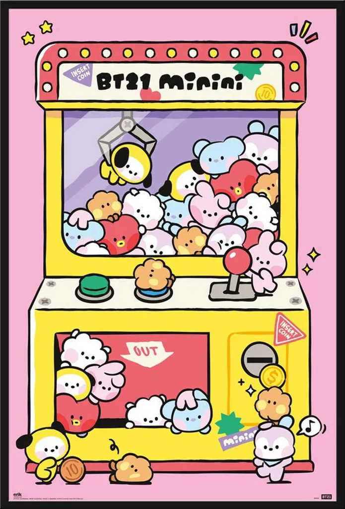 Affiche BT21 Arcade Machine Shinsuke Maxi Cadre Noir 61x91,5 cm