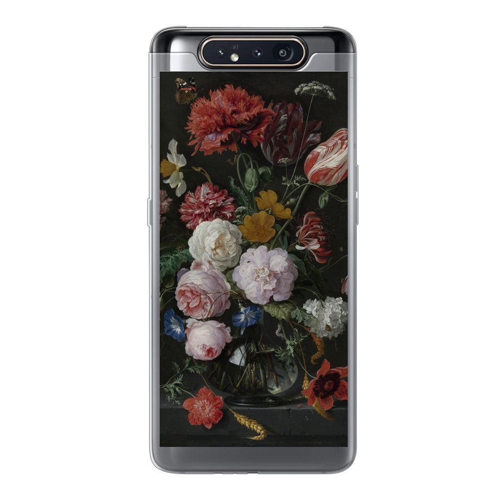 MuchoWow Handyhülle Schutzhülle Hülle für Samsung Galaxy A80 Stilleben mit Blumen in einer Glasvase - Gemälde von Jan Davidsz. de Heem Silik...