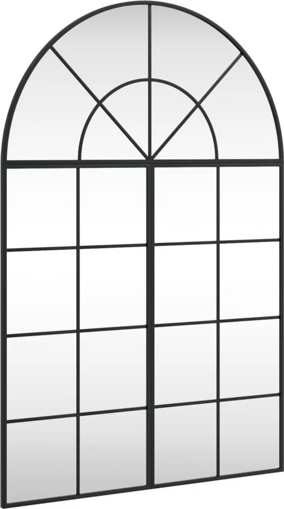 Miroir mural noir 80x120 cm bombé en fer forgé style industriel chic