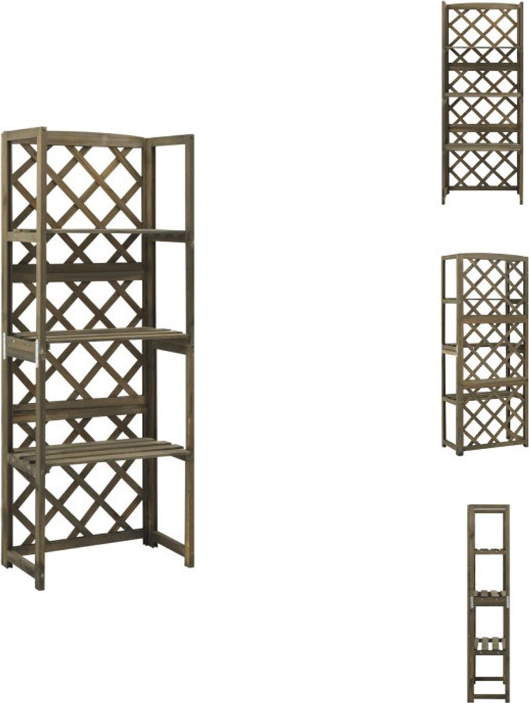 vidaXL Spalier mit Ablagen Grau 55x30x140 cm Massivholz Tanne - Rosenbögen, Gitter & Pergolen