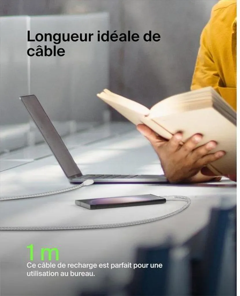 Cavo USB-C a USB-A Belkin, intrecciato, 1 m, bianco