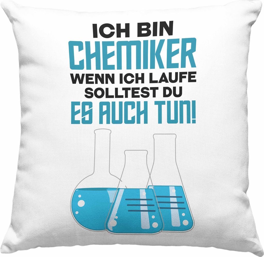 Trendation - Chemiker Geschenke Deko-Kissen mit Füllung 40x40n Deko-Kissen mit Füllung 40x40 Chemielaborant Chemie Geschenk Chemielabor Gadget (G...