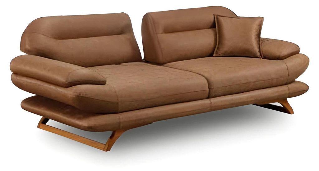Moderner brauner Kunstleder Wohnzimmer Set 3+1 Sofa und Sessel