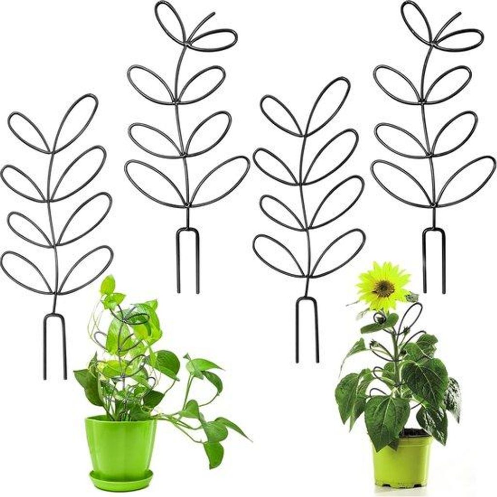 Vierstückiges metallenes Klettergestell für Zimmerpflanzen - Mini-Unterstützung für Monstera - 14,5*31,5cm - schwarz