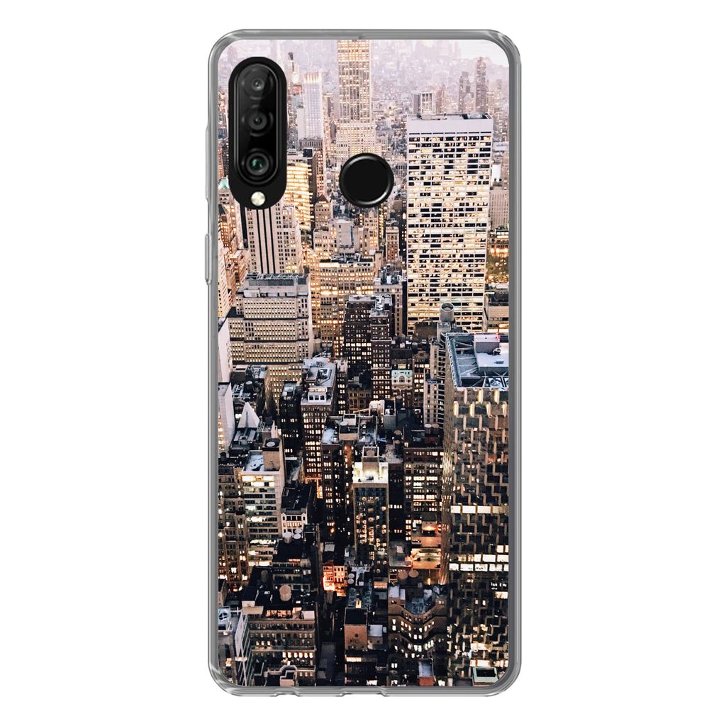 MuchoWow Handyhülle Schutzhülle Hülle für Huawei P30 Lite New York - NYC - Amerika Silikon Softcase Handy Hülle - Handyhülle