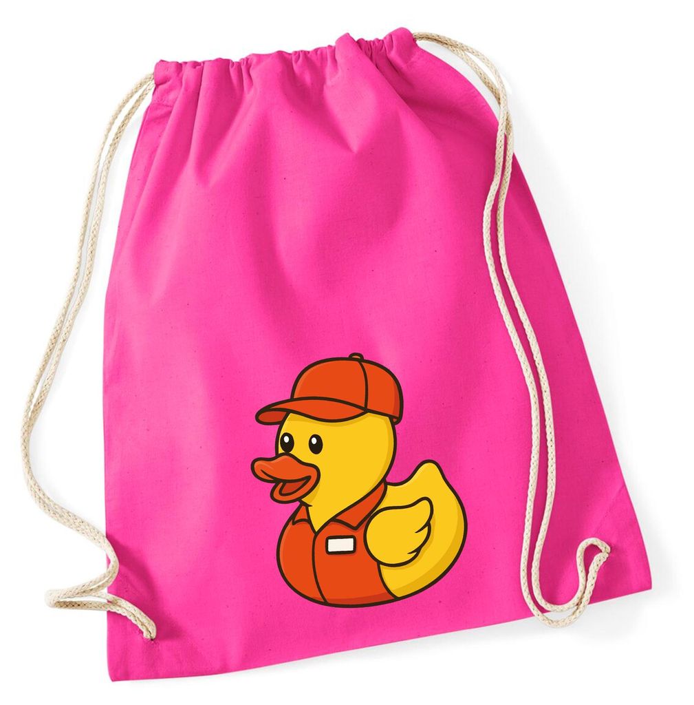 Huuraa Turnbeutel Quietscheente Einzelhandel Comic Gummiente 12 Liter Fuchsia Baumwolle Rucksack Geschenkidee