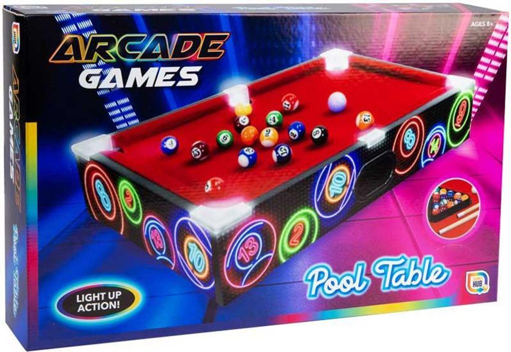 RMS International LED Billardtisch Spielzeug - buntes Tischbillard Spiel