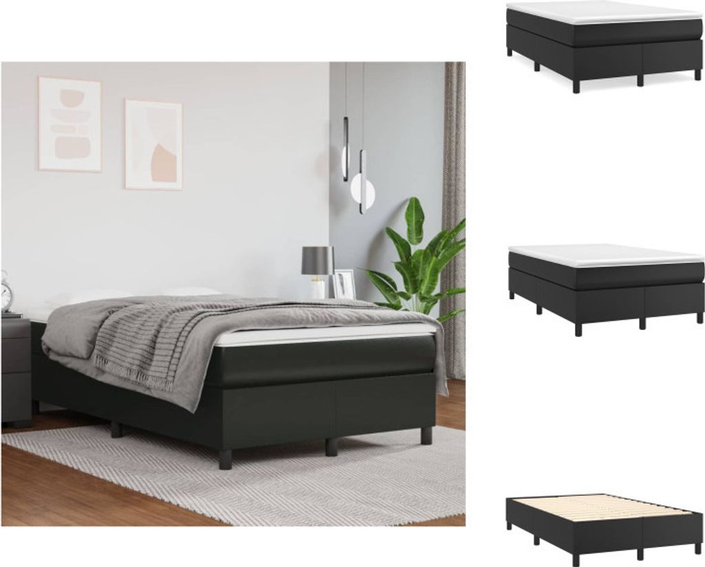 vidaXL Boxspringbett Schwarz 120x200 cm Kunstleder - Betten & Bettgestelle