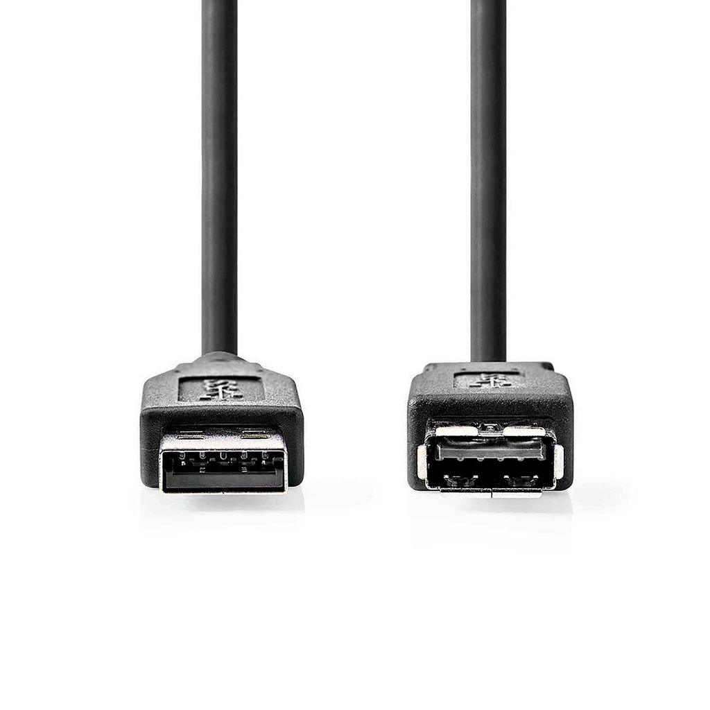 Nedis USB-Kabel - USB 3.2 Gen 1 - USB-A Stecker - USB-A Buchse - 18 W - 5 Gbps - Vernickelt - 3.00 m - Rund - PVC - Schwarz - Label