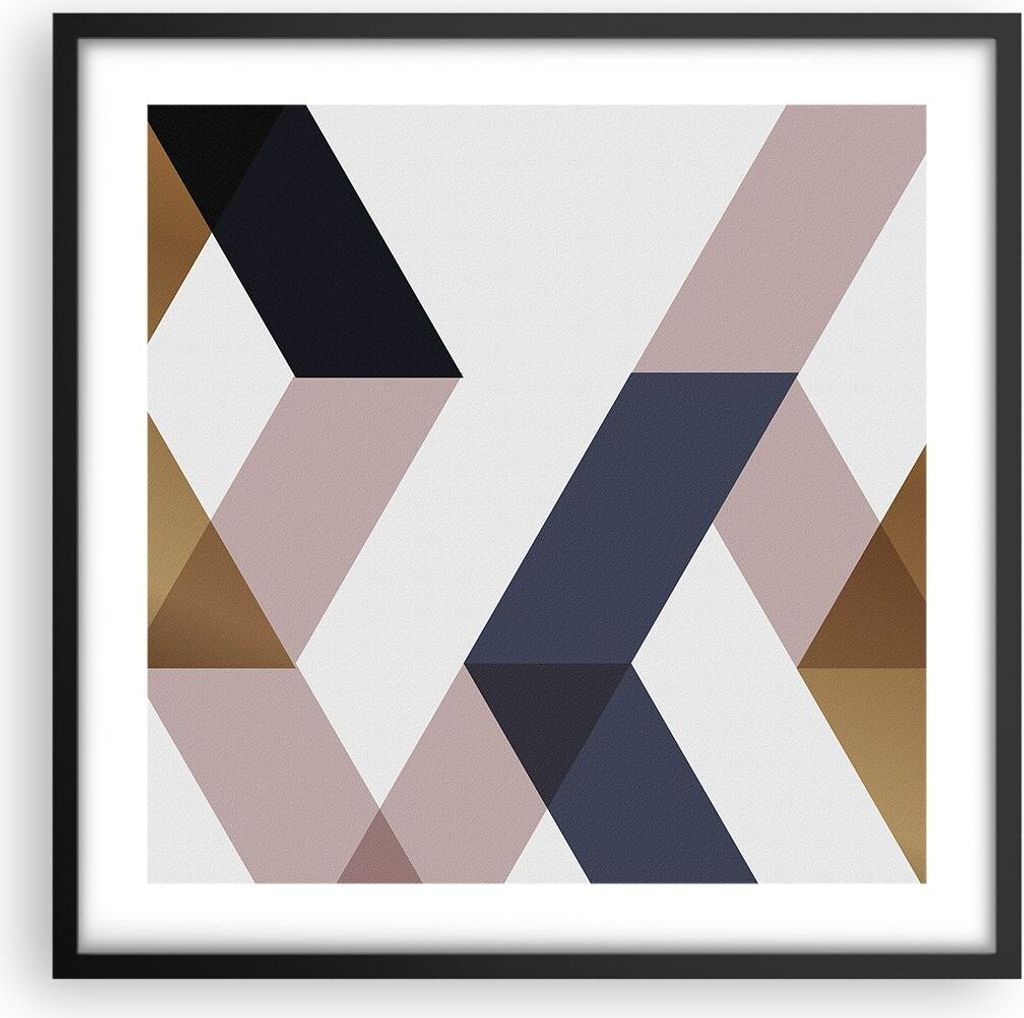 Gerahmtes Poster - Schwarzer Rahmen - Abstraktion Muster Diamant - 50x50 cm - Wand Bild - Wanddeko - Wandbilder - Wandposter - Bilderrahmen - Bilde...