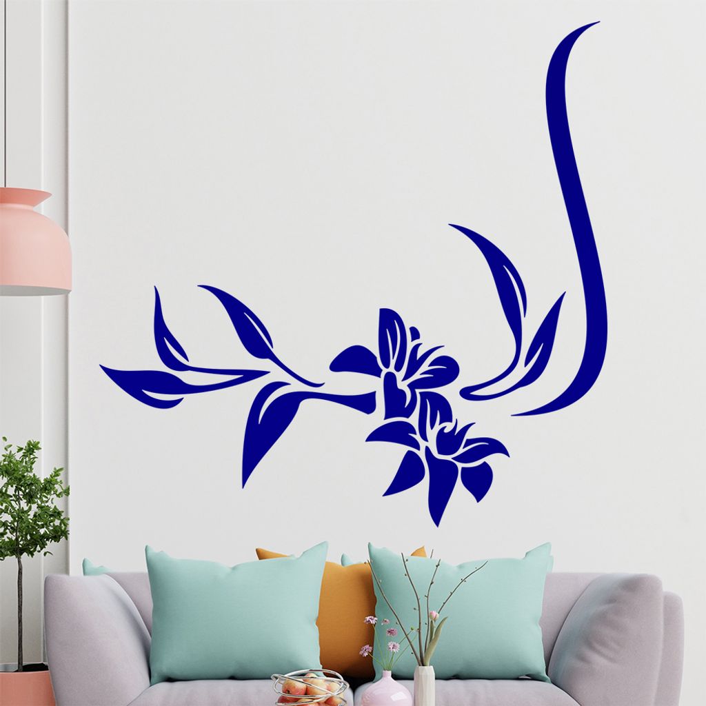 Blume - Linien Wandtattoo in 6 Größen - Wandaufkleber Wall Sticker - Dekoration, Küche, Wohnzimmer, Schlafzimmer, Badezimmer