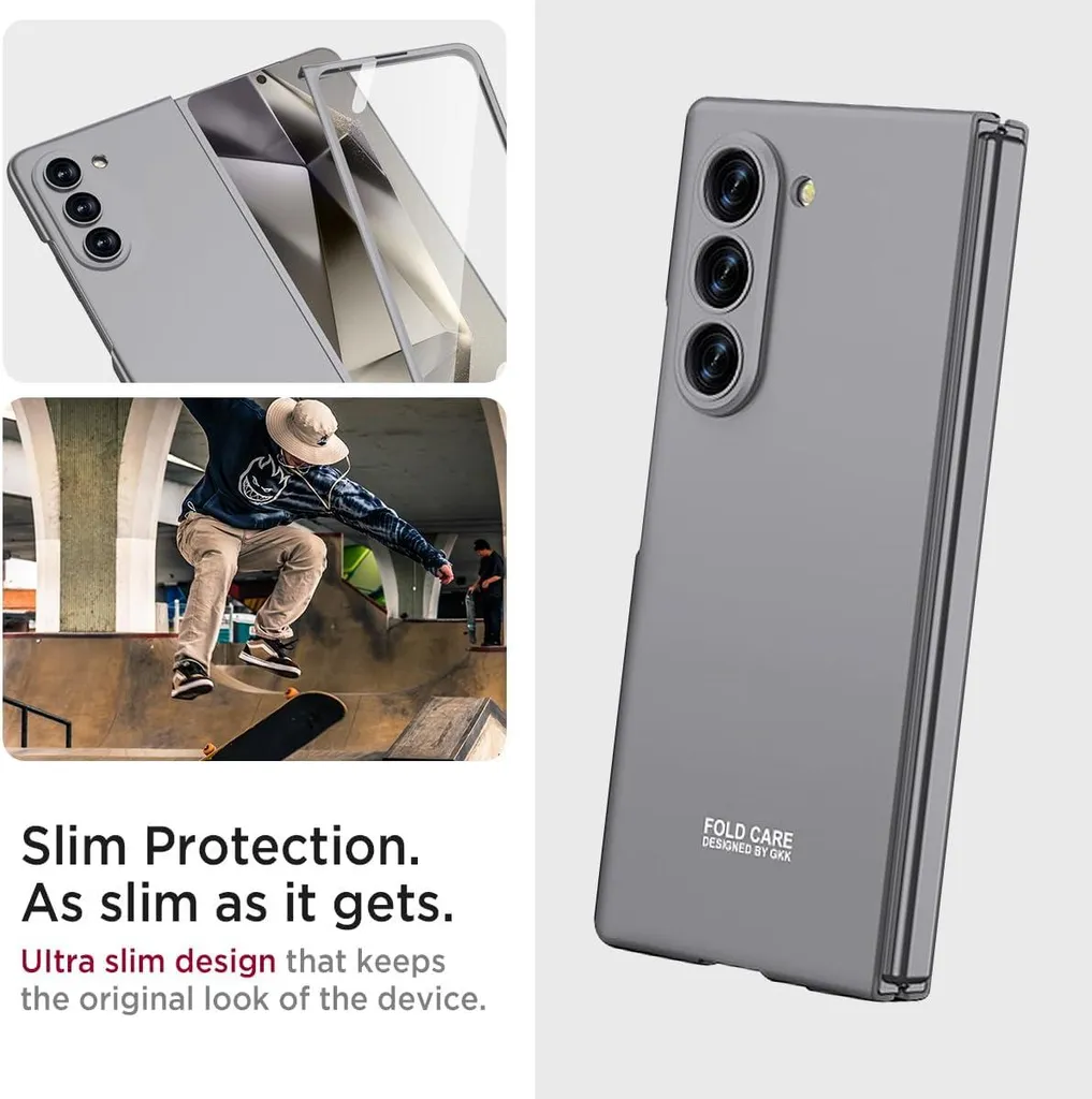 Custodia Samsung Galaxy Z Fold 7 Grigia con Vetro Temperato Integrato - 4