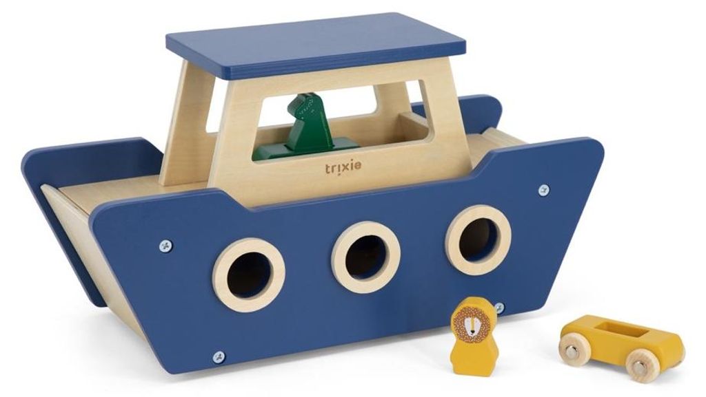 Trixie Holz-Fähre -Spielzeug Boot mit Tieren und Autos Produktbild 