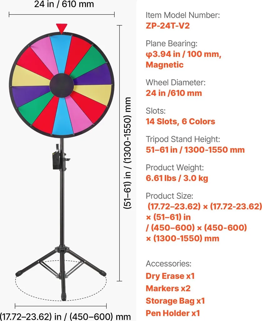 Roue de la fortune effaçable 14 segments avec marqueurs et éponge - 7