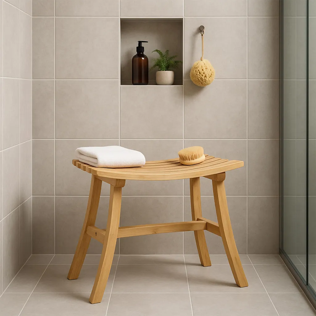 Tabouret en bois marron Relaxdays : Siège d'appoint robuste et compact