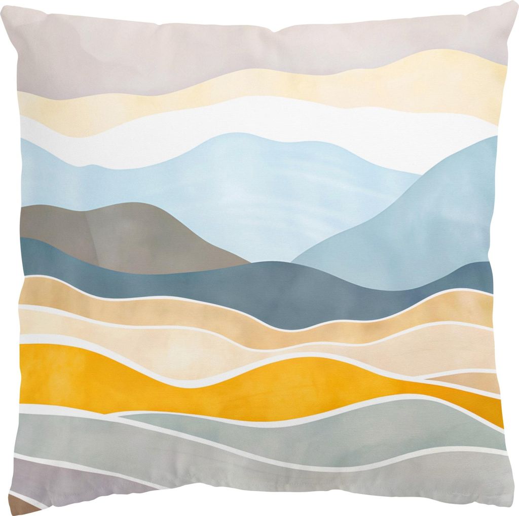 Dekokissen originell drinnen / Indoor Zierkissen Samt waschbar Design gelb Aquarell Sofakissen mit Füllung