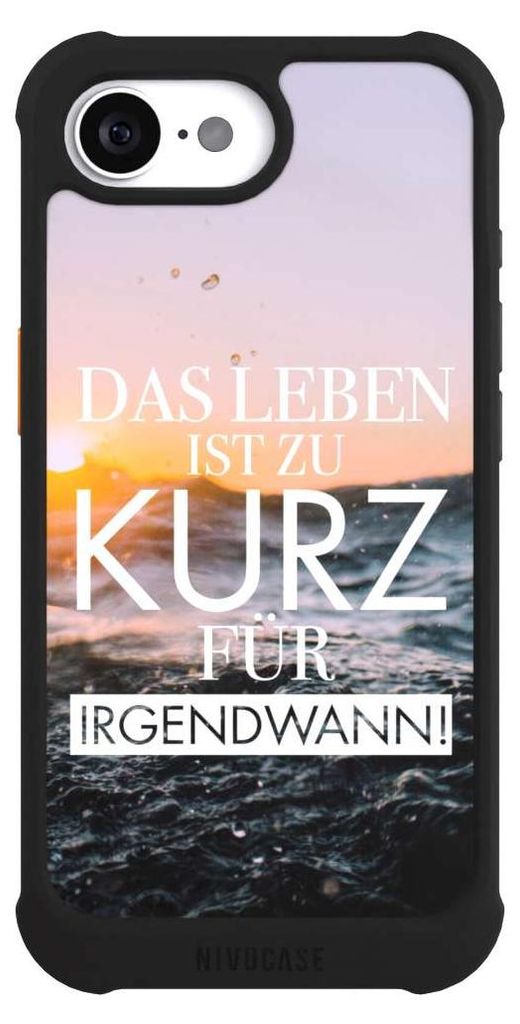 NIVOCASE Hülle für Apple iPhone 16e Stoßfeste Handyhülle NIVOmax Case Schwarz Meer Statement Spruch