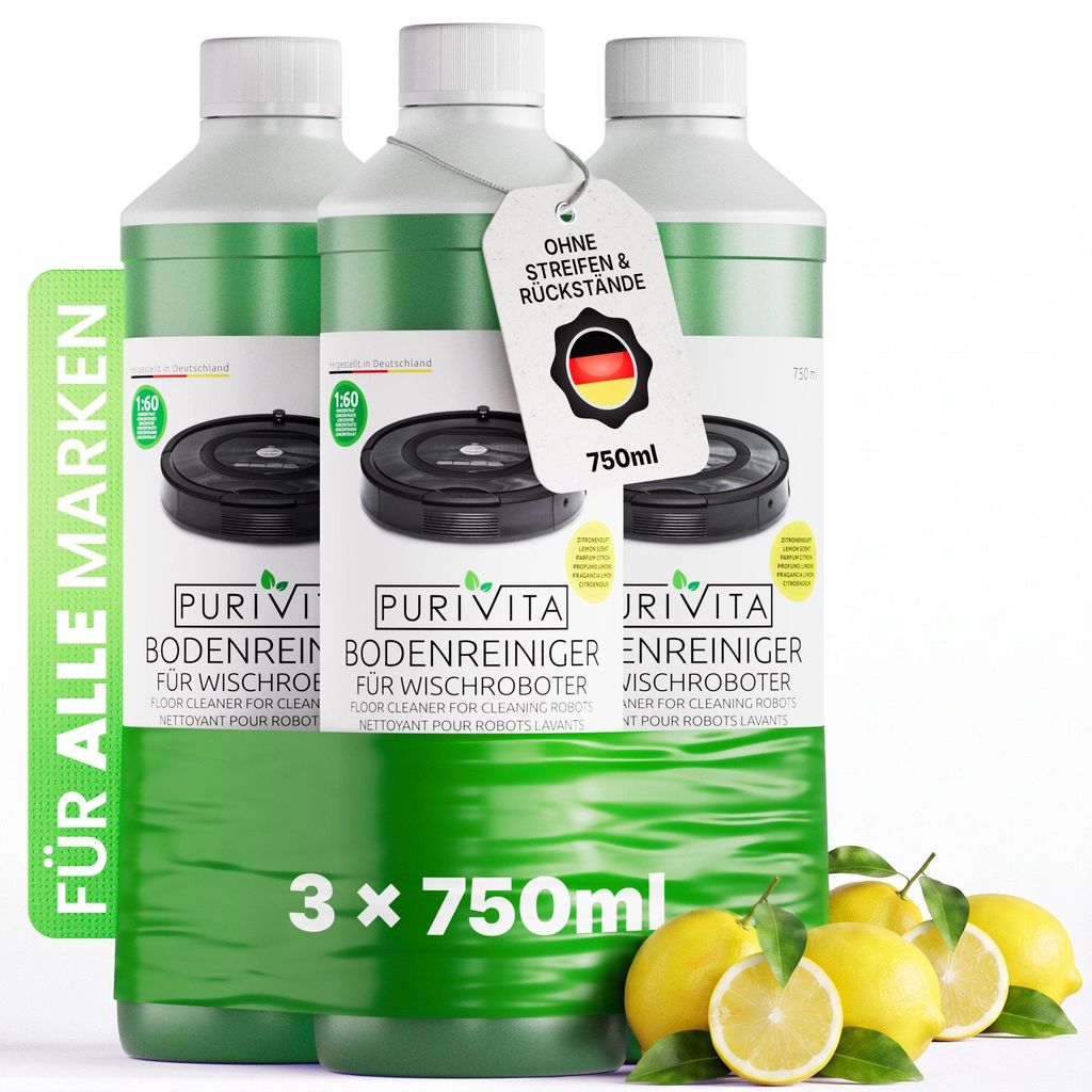 PURIVITA® Wischroboter Bodenreiniger Konzentrat, 3 x 750 ml Produktbild 