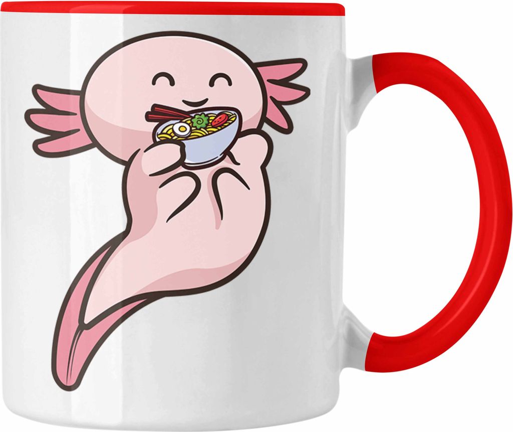 Trendation - Axolotl Tasse Grafik Lustig Geschenkidee Schwanzlurch Tiere Geschenk Ramen (Rot)