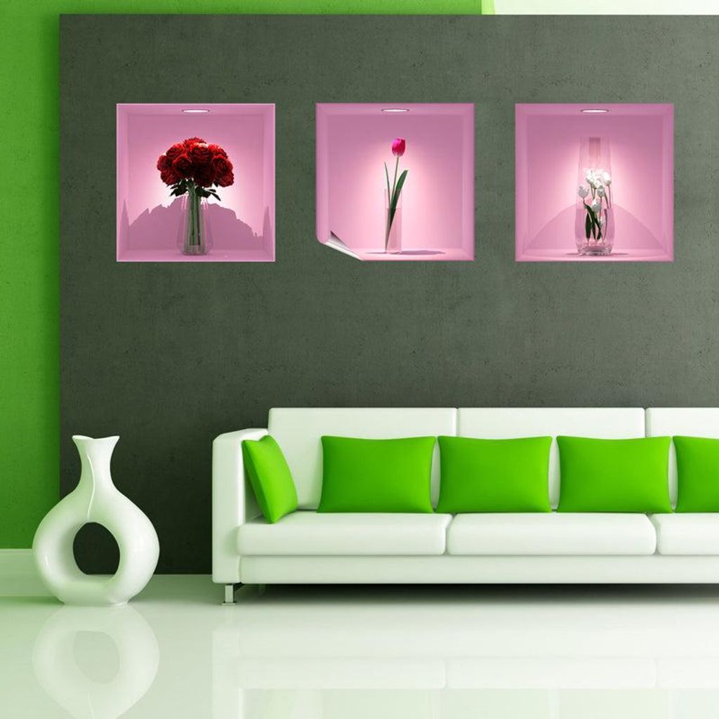 3D-Effekt-Aufkleber, Strauß roter Rosen, 30 x 90 cm