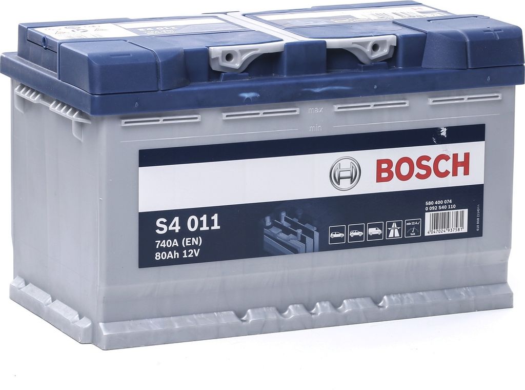 BOSCH S4 011 Starterbatterie 12V 80Ah 740A/EN L4 für Audi VW Opel Toyota Renault