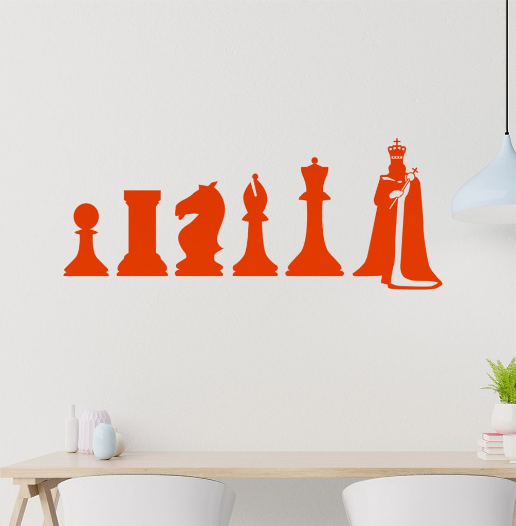 Schach Spiel Evolution Wandtattoo Wandaufkleber Wall Sticker - Dekoration, Küche, Wohnzimmer, Schlafzimmer, Badezimmer