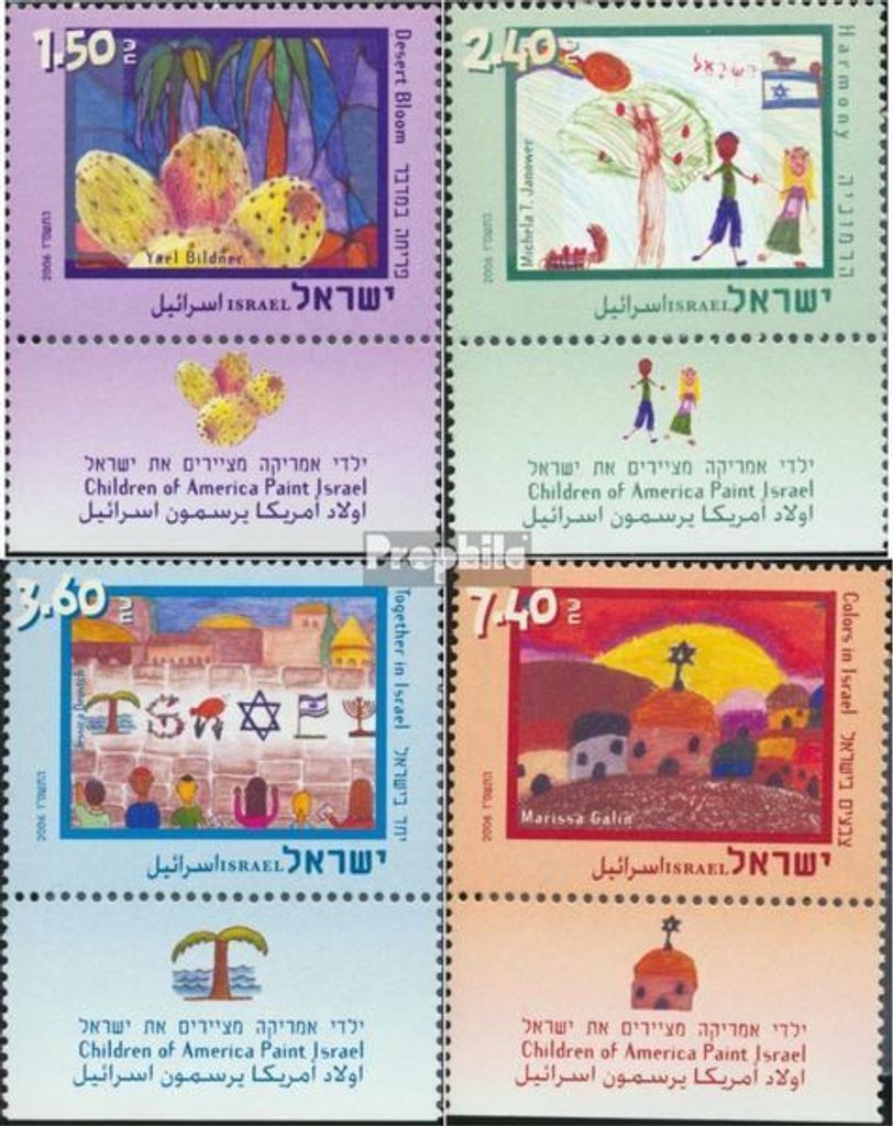 Briefmarken Israel 2006 Mi 1855-1858 mit Tab (kompl.Ausg.) postfrisch Amerikanische Kinderzeichen