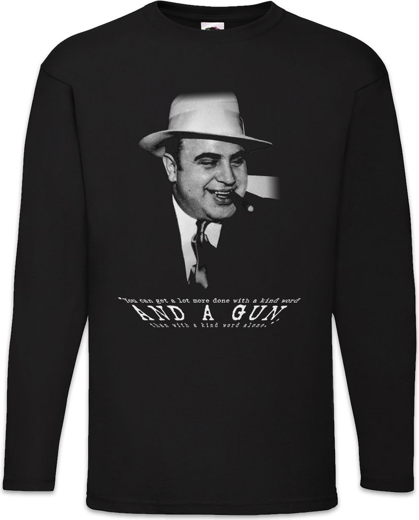 Urban Backwoods Al Capone Classic Portrait, Langarm T-Shirt, Farbe: Schwarz, Größe: S