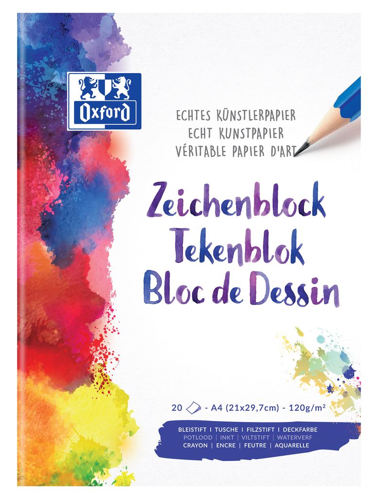 Oxford Zeichenblock A4 20 Blatt blanko 120 g/qm 10Stk Obrázok produktu 