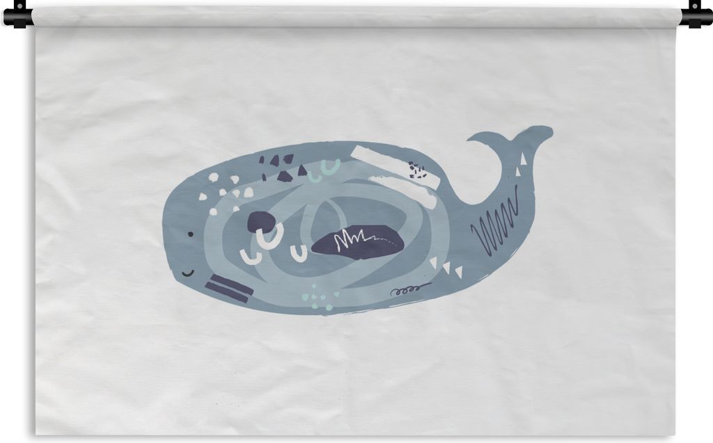 MuchoWow Wandteppich Wandbehang Wal - Grau - Pastell 150x100 cm Tapisserie Dekoration Wandtuch - Waschbar - Tapisserien - Wand-Decke