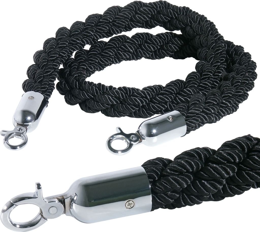Absperrpfosten, aus Edelstahl, mit Konus, Bodenplatte Ø31cm, Variante auswählbar : Abgrenzungsseil, schwarz 150cm Variante: Abgrenzungsseil, schw...