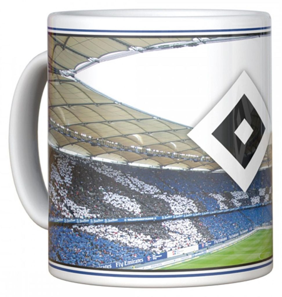 Hamburger SV HSV Tasse „Choreo“ – Offizieller Fanartikel – 0,3l Becher mit Volksparkstadion Tribünenmotiv – Keramik – spülmaschinenfest