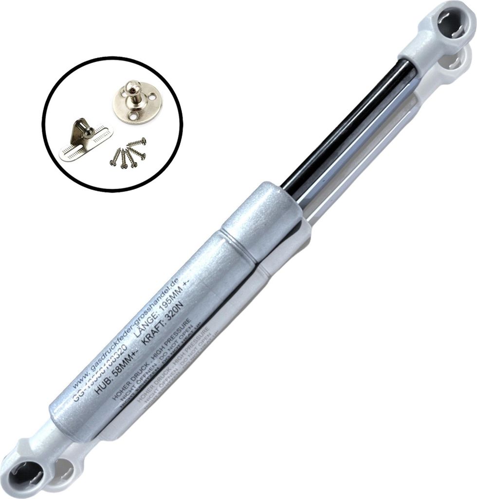 Gasdruckfeder Ersatz Liftomat 195/58 50-500N mit Beschlag - 420 N , 1