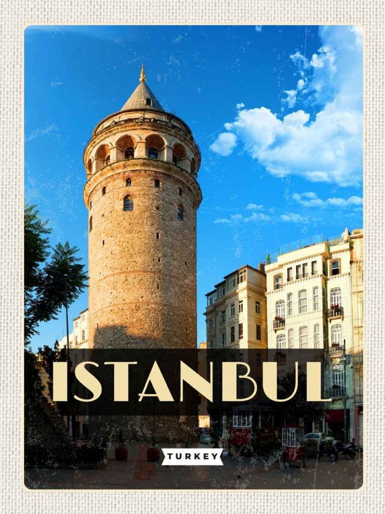 vianmo Holzschild 40x30 cm Retro Istanbul Turkey Altstadt Bildmotiv Reisemotiv Straße Stadt