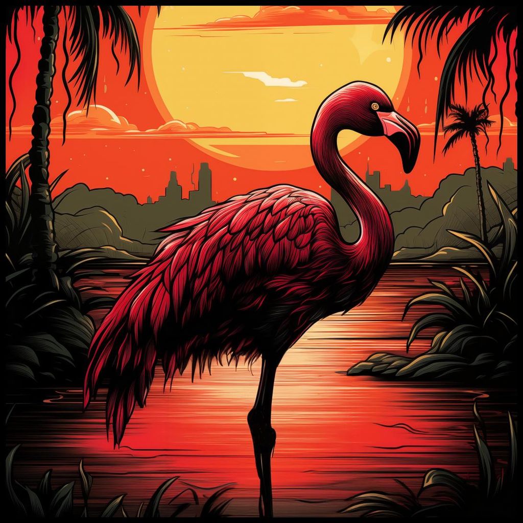 Plakat 90x90cm Flaming über Wasser
