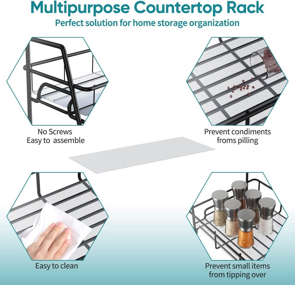Aufbewahrungsregal Für Gewürze, Raumteiler-Regal In Schwarz Mit 2 Ebenen Für Küche & Bad