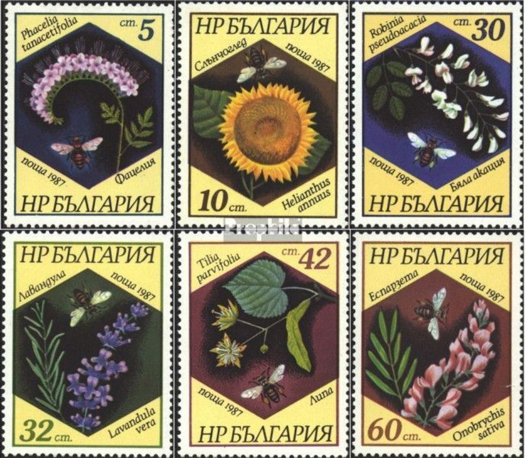 Briefmarken Bulgarien 1987 Mi 3582-3587 (kompl.Ausg.) postfrisch Bienen und Pflanzen
