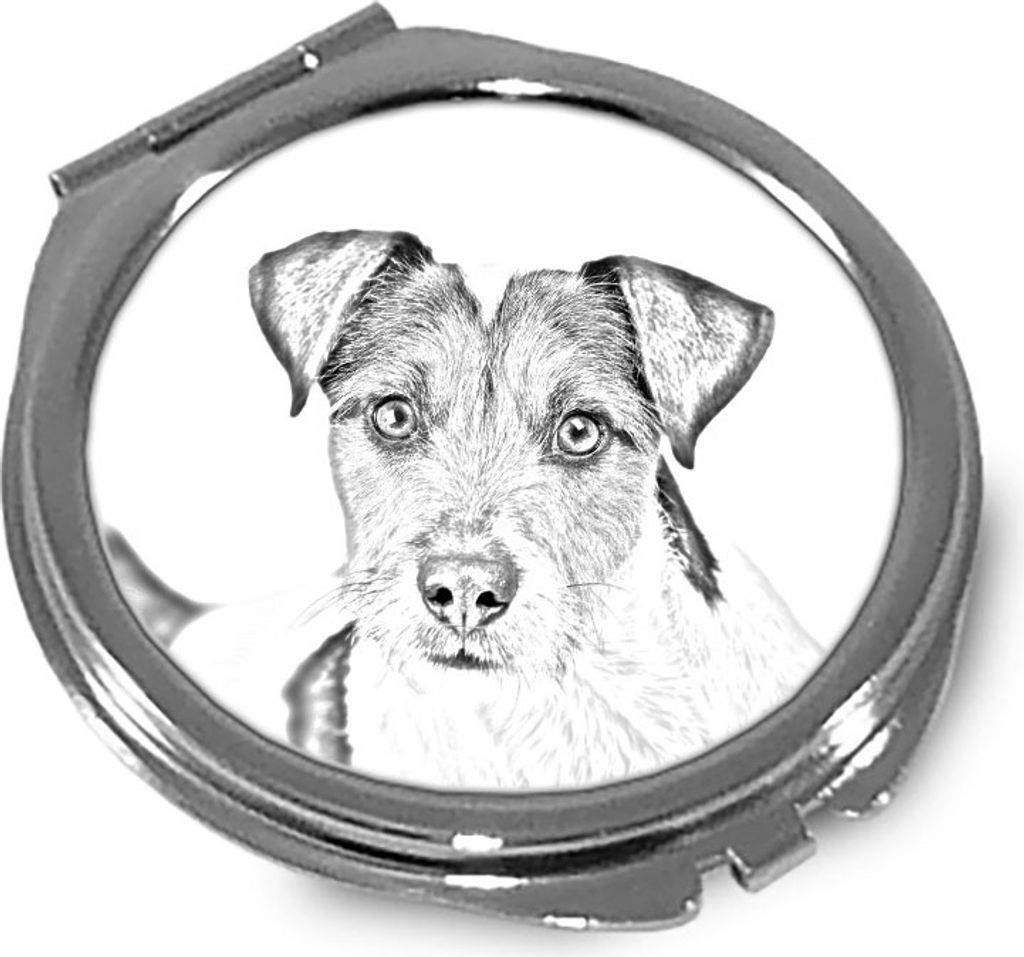 Parson Russell Terrier - Taschenspiegel mit Hund, personalisierter Taschenspiegel, kompakter Spiegel mit Art-Dog-Logo