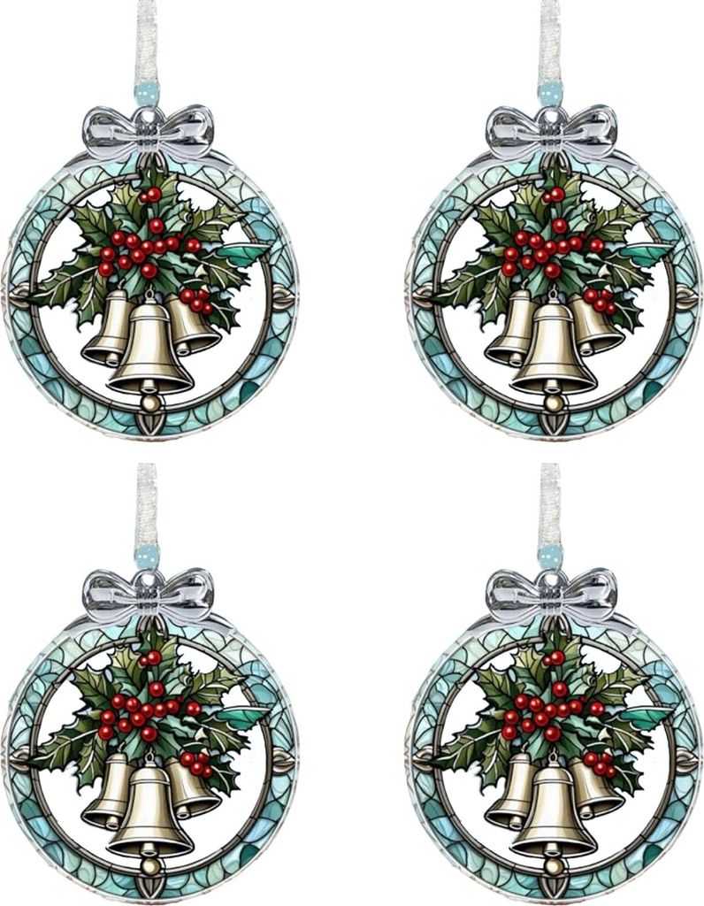 Glockenförmiges Buntglasornament, kleiner Glocken-Sonnenfänger, Fenster-Weihnachtsbaumschmuck zum Aufhängen für die Weihnachtsdekoration