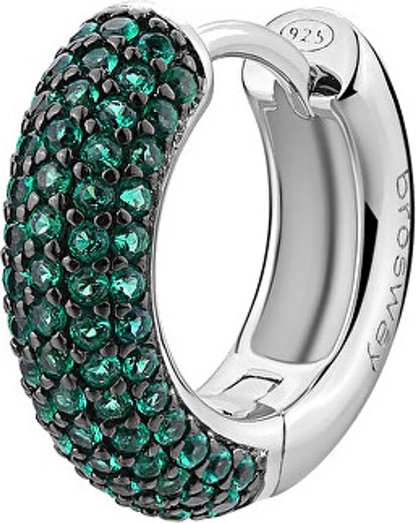 Orecchino Brosway Life Green FLG121 Mono Cerchio Argento e Zirconi