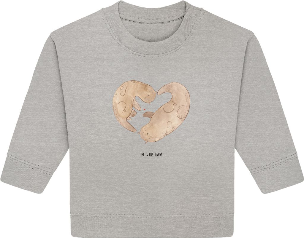 Mr. & Mrs. Panda Organic Baby Pullover Otter Herz 24. - 36. Monat - Heather Grey - Geschenk, Bullover, Liebe, Love You